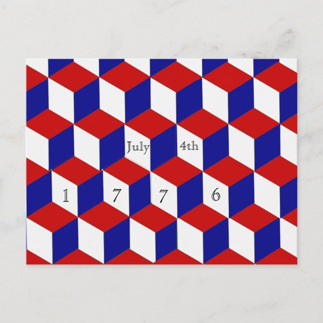Postcard - July 4th, 1776  Block illusion (Front)