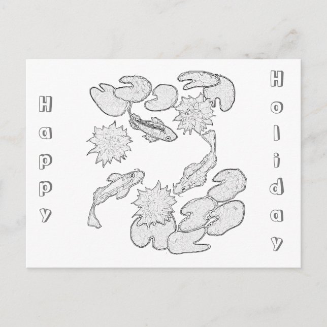 Postcard - Koi Pond to Color (Front)