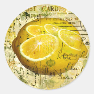 Postcard Lemons Classic Round Sticker