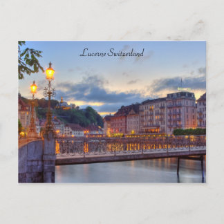 Postcard Luzern Switzerland Reuss River Old Town