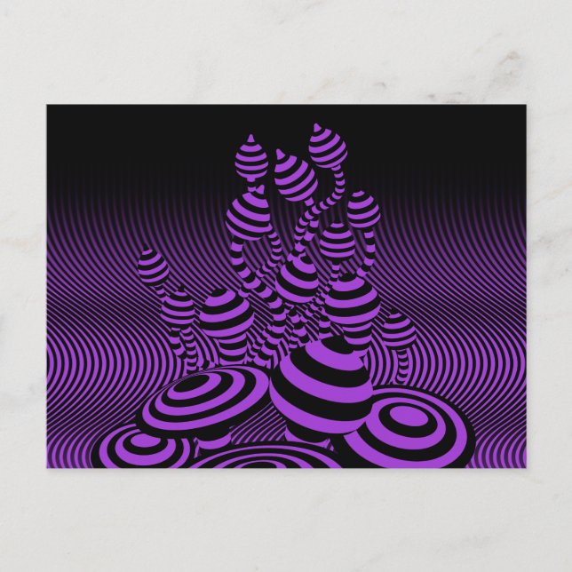 Postcard Magic Mushrooms optical geometric design. (Front)