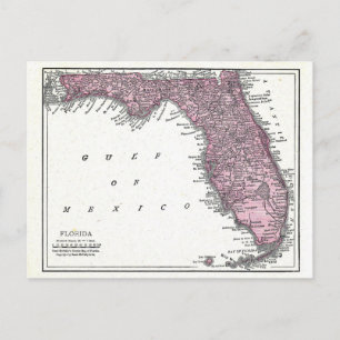 Postcard:  Map of Florida, 1921 Postcard