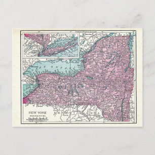 Postcard: Map of New York, 1921 Postcard