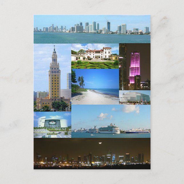 Postcard Miami Monuments, Florida, USA (Front)