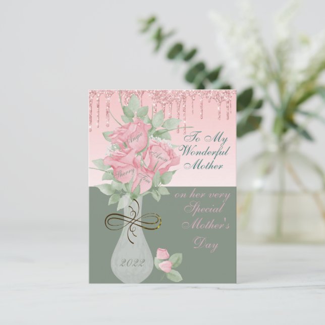Postcard, Mother's Day Personalized Roses Postcard (Standing Front)
