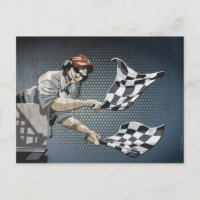Postcard Motor Racing Chequered Flag