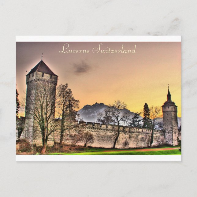 Postcard of Musegg Wall in Lucerne Switzerland (Front)