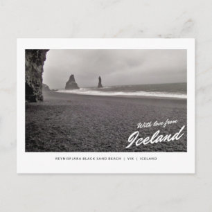 Postcard of Reynisfjara sand beach, Iceland
