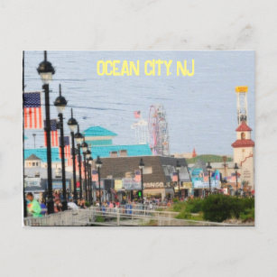 Postcard on boardwalk in Ocean City, New Jersey