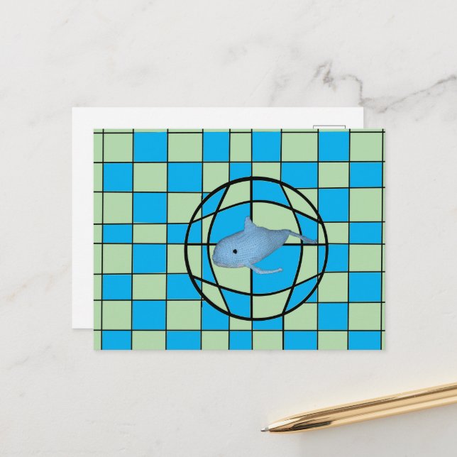 Postcard - Optical Illusion and Whale (Front/Back In Situ)