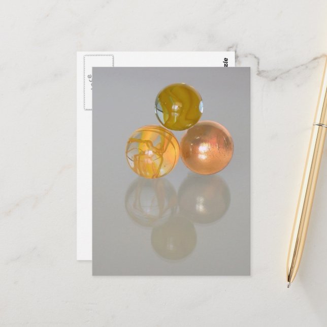 Postcard - orange marbles (Front/Back In Situ)