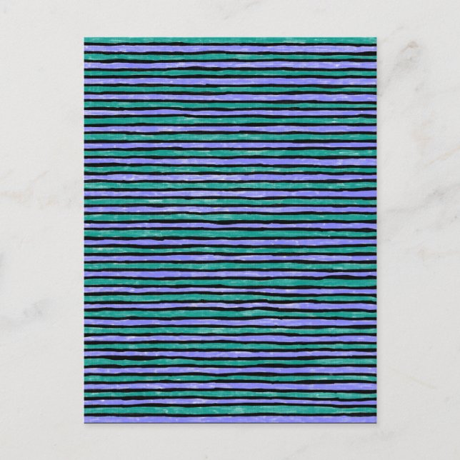 Postcard, Painted Stripes, Teal and Blue Postcard (Front)
