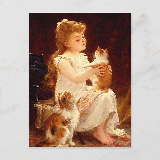 Postcard:  Playing with the Kitten Postcard (Front)