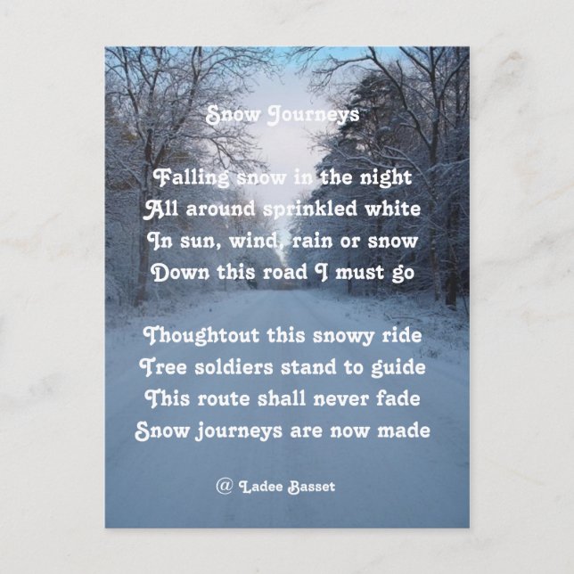 Postcard Poem Snow Journey By Ladee Basset (Front)