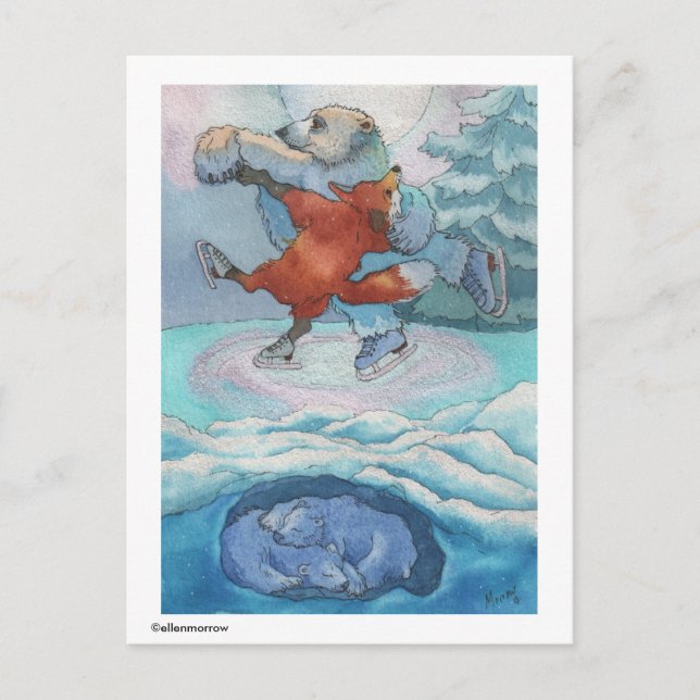 Postcard- Polar Bear & Fox-While You Were Sleeping Postcard (Front)
