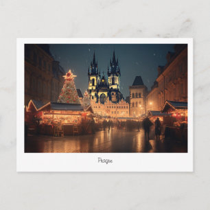 Postcard Prague Christmas night in Czech Republic