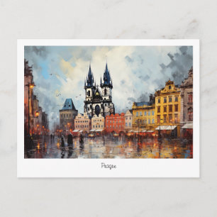 Postcard Prague night in Czech Republic