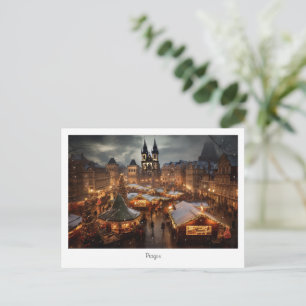 Postcard Prague night in Czech Republic