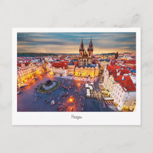 Postcard Prague night in Czech Republic