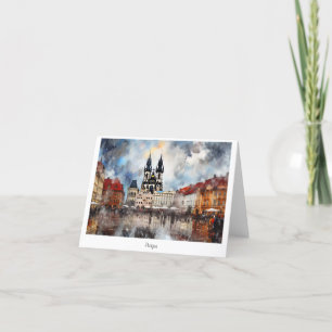 Postcard Prague night in Czech Republic