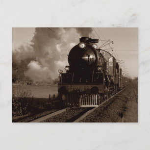 Postcard ~ RAILROAD TRAIN TRAVERSING COUNTRYSIDE