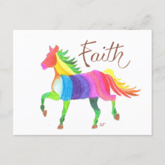 Postcard Rainbow Faith Horse by Sherry Jarvis