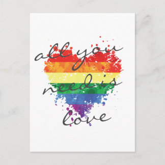 Postcard - Rainbow Heart- all you need is love