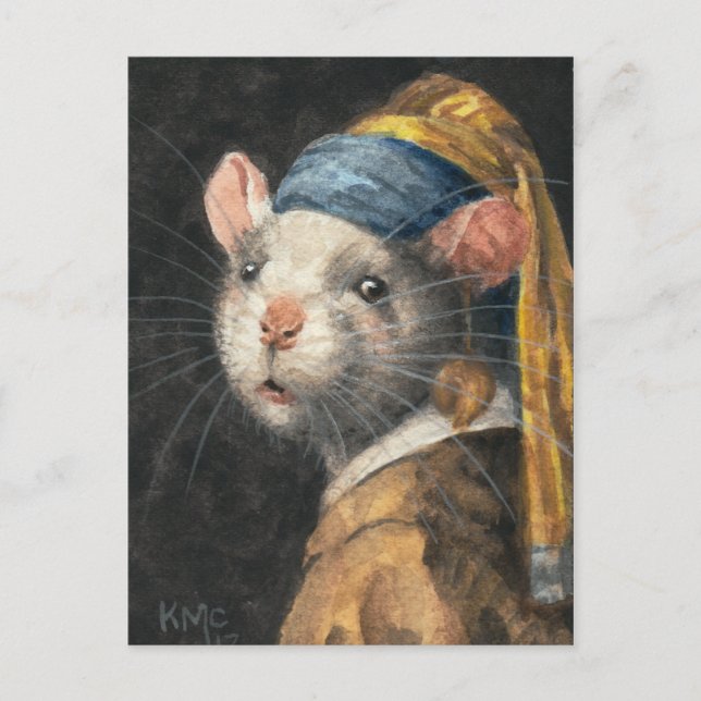 Postcard "Rat with a Yogie Earring" painting (Front)
