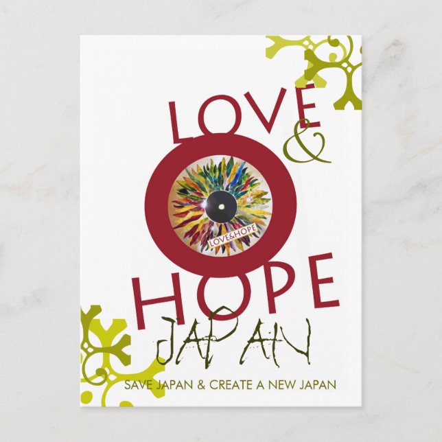 POSTCARD Record of Leaves LOVE & HOPE Cool Flag (Front)