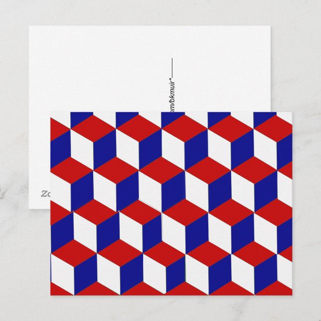 Postcard - Red, White, and Blue block illusion (Front/Back)