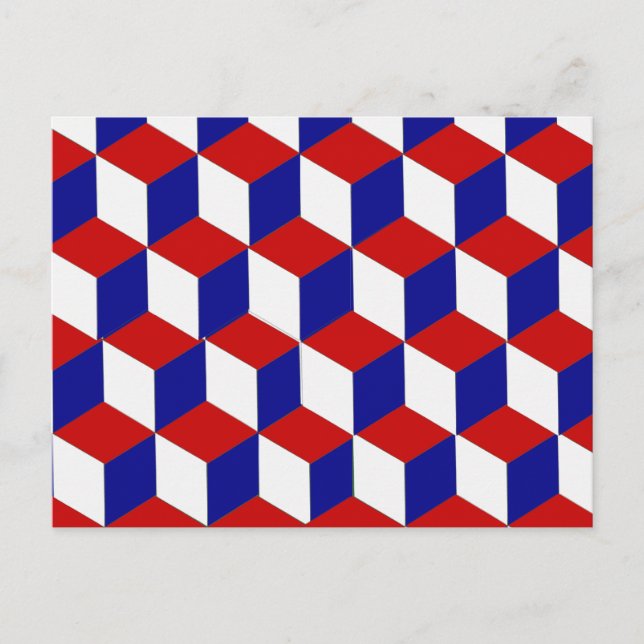 Postcard - Red, White, and Blue block illusion (Front)