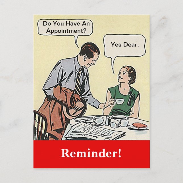 Postcard Retro Couple Appointment Reminder (Front)