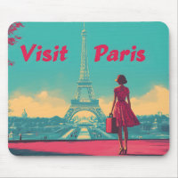 Postcard Retro Eiffel Tower Travel Illustration