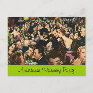 Postcard Retro Housewarming Party Bash Crowd Fun