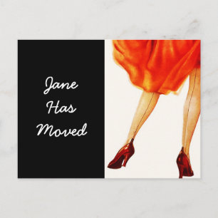 Postcard Retro Marilyn Red Dress Moved New Address