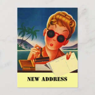 Postcard Retro Travel Contact New Address Change