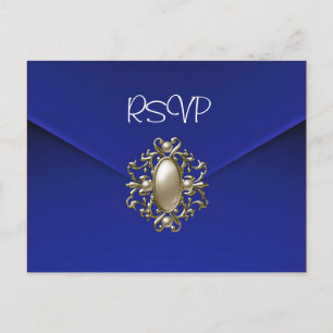 Postcard RSVP Invitation Blue Pearl Jewel