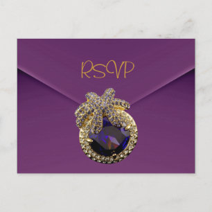 Postcard RSVP Plum Purple Gold Jewel