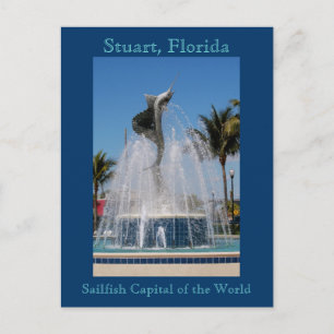 Postcard Sailfish Water Fountain Stuart, Florida