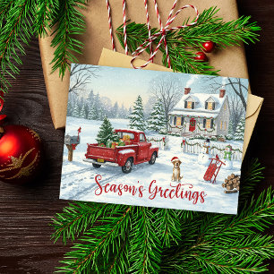 Postcard Season’s Greetings Christmas Watercolor 