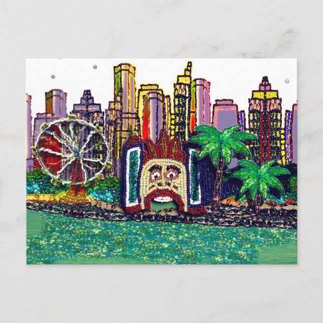 Postcard Sequin Art Luna Fun Park Sydney Australia (Front)