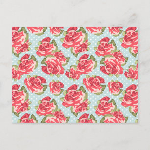 Postcard Shabby Chic Roses Floral Vintage
