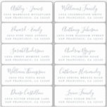 Postcard Silver Calligraphy Guest Address Labels<br><div class="desc">Easy to personalize, names and addresses / individual wedding address label stickers for guests in a 2 x 0.8 inch size suitable for postcards! These chic, modern and simple wedding address labels feature your wedding guest names in silver grey elegant handwritten script calligraphy and stylish typography on a white background....</div>