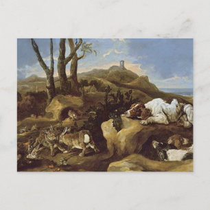 Postcard: Spaniels Stalking Rabbits in the Dunes Postcard