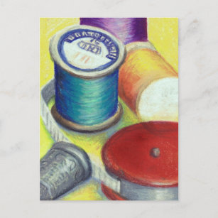 Postcard - Spools of thread for the Quilter Sewer