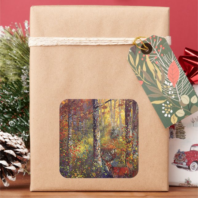 Postcard Square Sticker (Holiday)