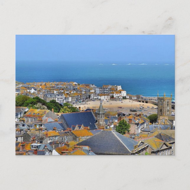 Postcard St. Ives Landscape, Cornwall, UK (Front)
