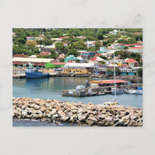 Postcard, St. Kitts - Boats & Buildings Postcard