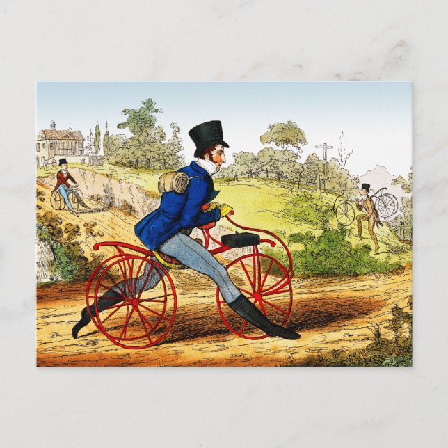 Postcard:  The Hobby Horse:  Bicycle Prototype Postcard (Front)
