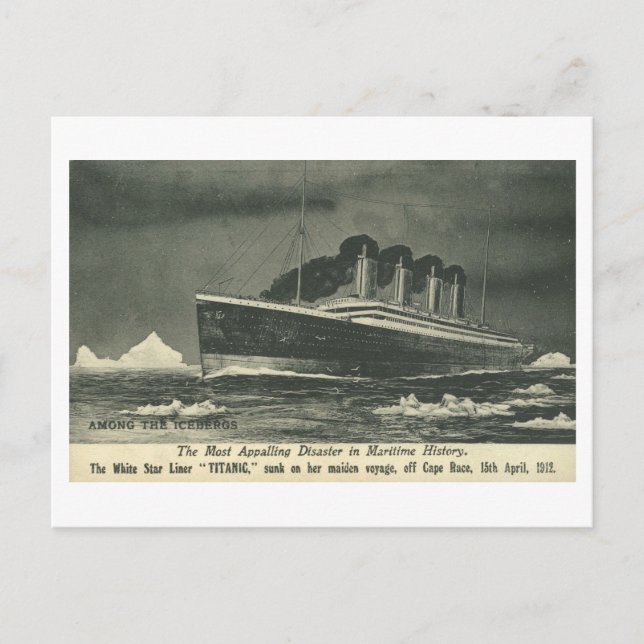 Postcard THE TITANIC 'Among the Icebergs' in 1912 (Front)
